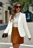 Womens Notched Lapel Pockets Button Work Office Blazer Jacket Suit
