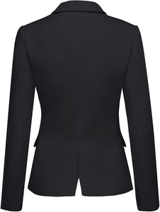 Womens Notched Lapel Pockets Button Work Office Blazer Jacket Suit
