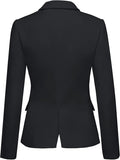 Womens Notched Lapel Pockets Button Work Office Blazer Jacket Suit