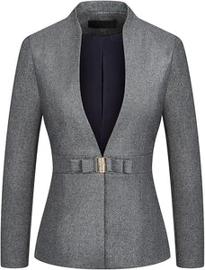 Women's Business Pant Suit Set 2 Piece Slim Fit Blazer Jacket One Button Buckle Closure Lady Work Suit for Office