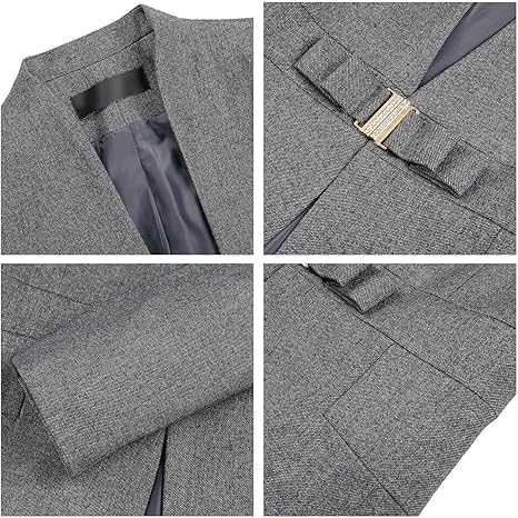Women's Business Pant Suit Set 2 Piece Slim Fit Blazer Jacket One Button Buckle Closure Lady Work Suit for Office
