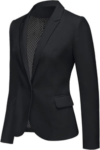 Womens Notched Lapel Pockets Button Work Office Blazer Jacket Suit