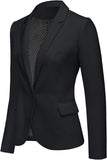 Womens Notched Lapel Pockets Button Work Office Blazer Jacket Suit