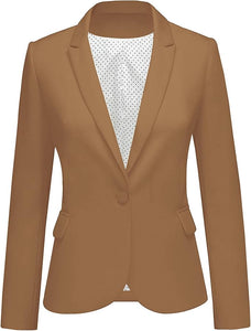 Womens Notched Lapel Pockets Button Work Office Blazer Jacket Suit