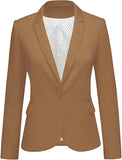Womens Notched Lapel Pockets Button Work Office Blazer Jacket Suit
