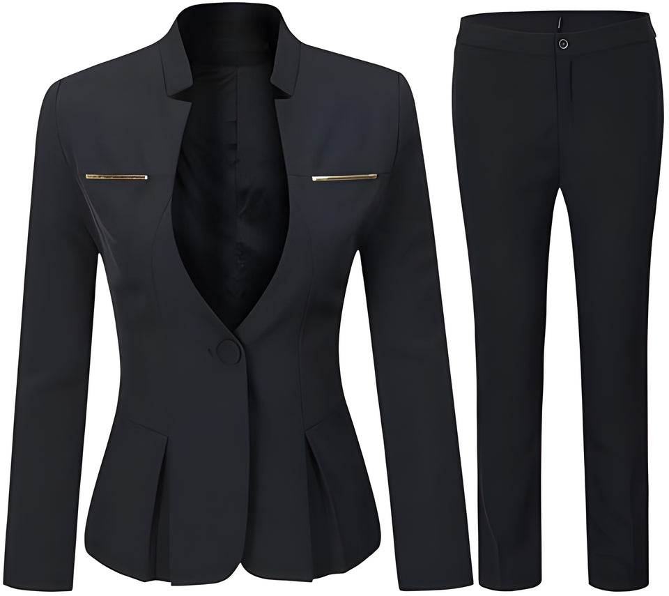 Women's Elegant Business 2 Piece Office Lady Suit Set Work Blazer Pant