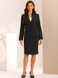 2pc Business Collarless Blazer and Formal Pencil Skirt Suit Sets