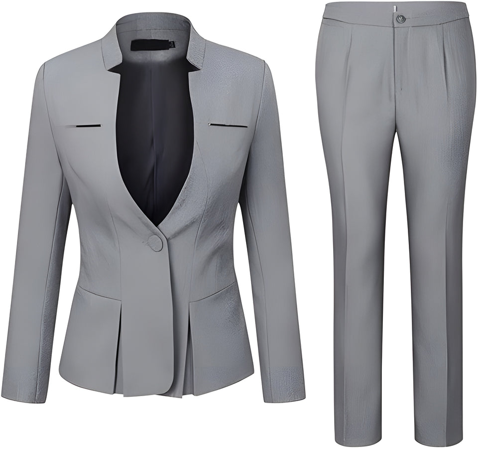 Women's Elegant Business 2 Piece Office Lady Suit Set Work Blazer Pant