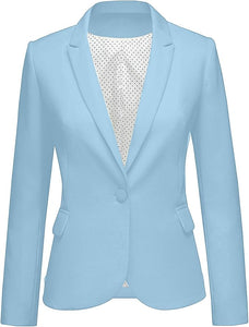 Womens Notched Lapel Pockets Button Work Office Blazer Jacket Suit