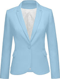 Womens Notched Lapel Pockets Button Work Office Blazer Jacket Suit