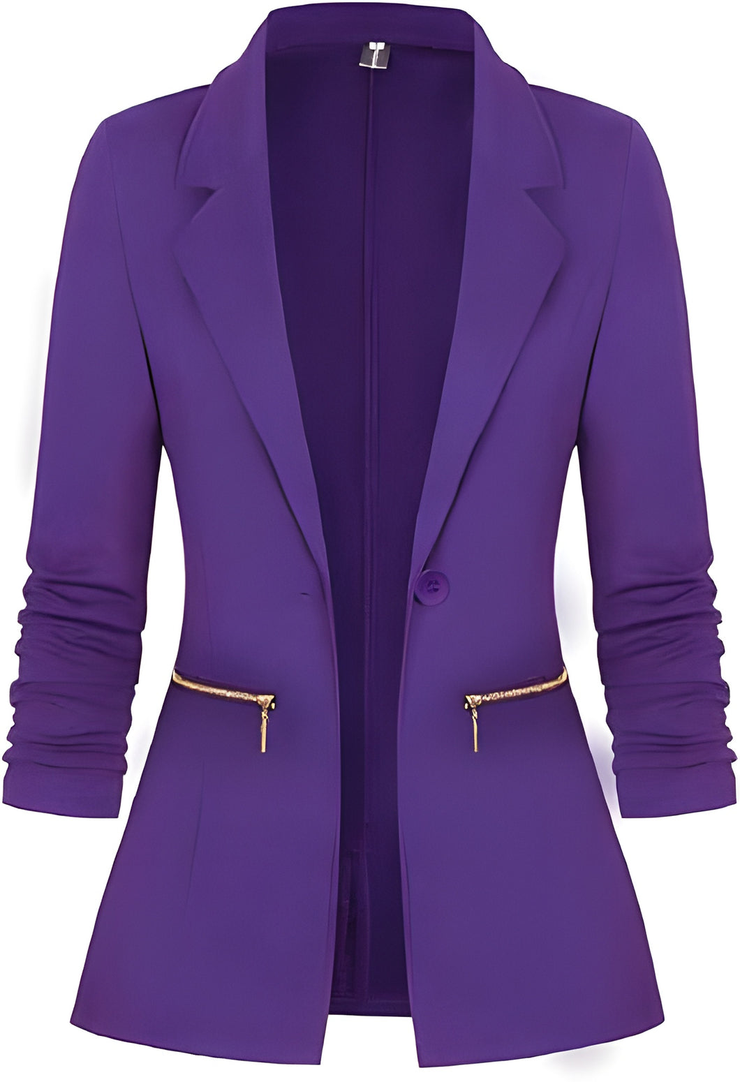 Women's Long Sleeve Blazer Open Front Cardigan Jacket Work Office Blazer with Zipper Pockets S-3XL