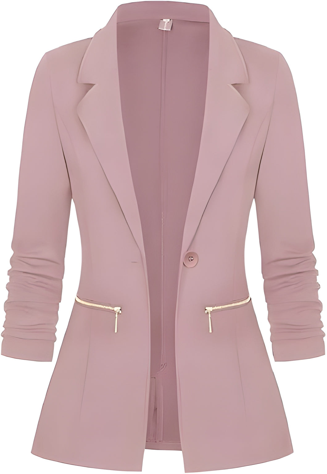 Women's Long Sleeve Blazer Open Front Cardigan Jacket Work Office Blazer with Zipper Pockets S-3XL