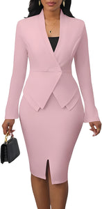 Women's Suits 2 Piece Skirt Set Business Work Outfits Blazer Dress Jacket Pencil Skirts Suit Sets