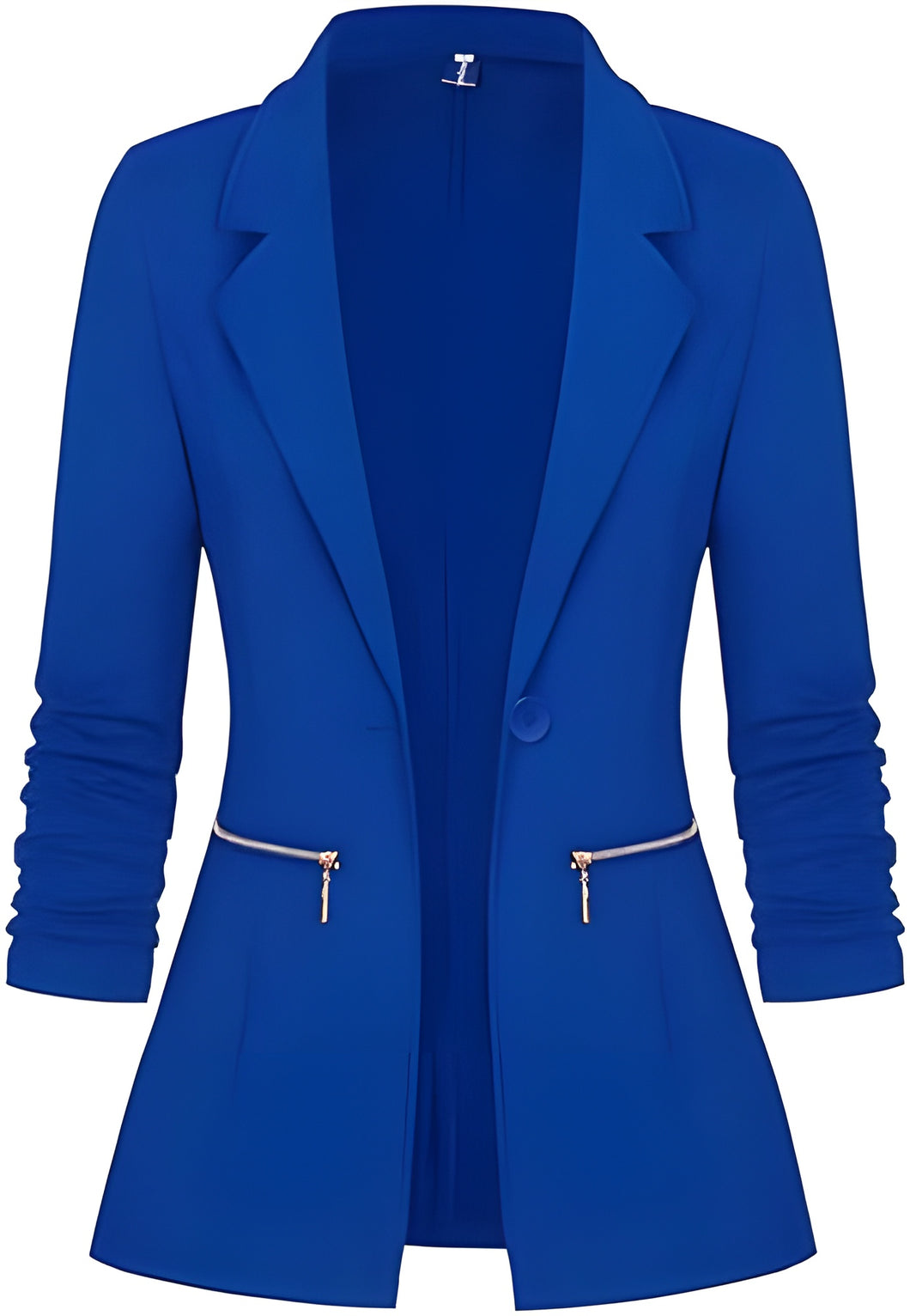 Women's Long Sleeve Blazer Open Front Cardigan Jacket Work Office Blazer with Zipper Pockets S-3XL
