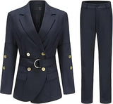 Women′s 2 Piece Office Lady Suit Stripes Business Suit Set Slim Fit Blazer for Work Office Daily Wear