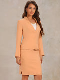 2pc Business Collarless Blazer and Formal Pencil Skirt Suit Sets