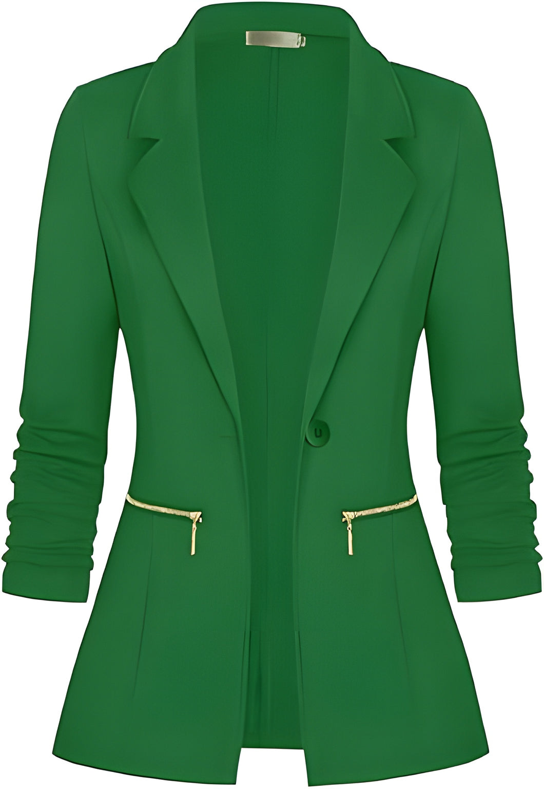 Women's Long Sleeve Blazer Open Front Cardigan Jacket Work Office Blazer with Zipper Pockets S-3XL