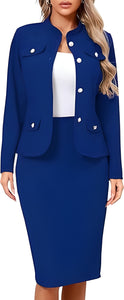 Women 2 Piece Business Suit Elegant Blazer Jacket and Skirt Sets Work Formal Office Clothes Suits