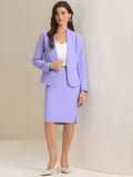 2pc Business Collarless Blazer and Formal Pencil Skirt Suit Sets