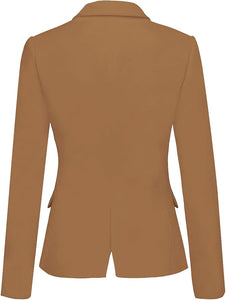 Womens Notched Lapel Pockets Button Work Office Blazer Jacket Suit