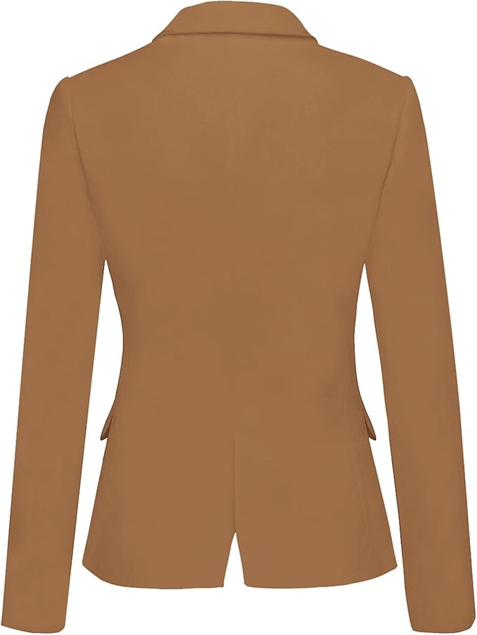 Womens Notched Lapel Pockets Button Work Office Blazer Jacket Suit