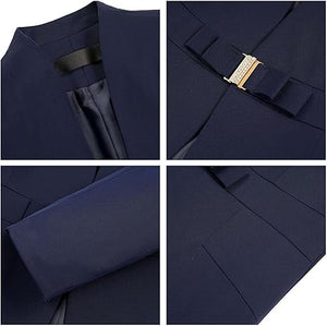 Women's Business Pant Suit Set 2 Piece Slim Fit Blazer Jacket One Button Buckle Closure Lady Work Suit for Office