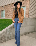 Womens Notched Lapel Pockets Button Work Office Blazer Jacket Suit