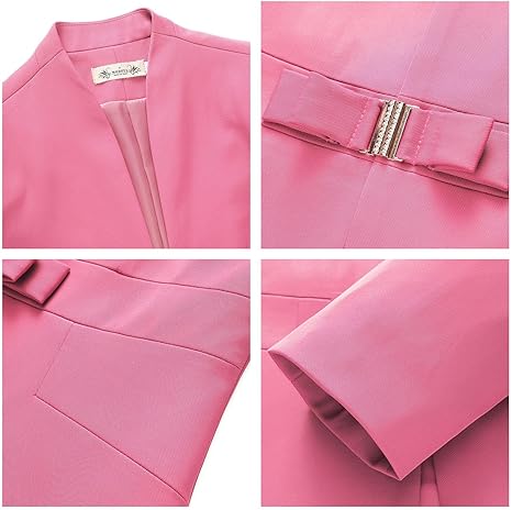 Women's Business Pant Suit Set 2 Piece Slim Fit Blazer Jacket One Button Buckle Closure Lady Work Suit for Office