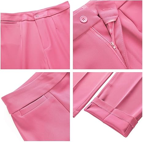 Women's Business Pant Suit Set 2 Piece Slim Fit Blazer Jacket One Button Buckle Closure Lady Work Suit for Office