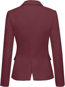 Womens Notched Lapel Pockets Button Work Office Blazer Jacket Suit