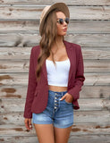 Womens Notched Lapel Pockets Button Work Office Blazer Jacket Suit
