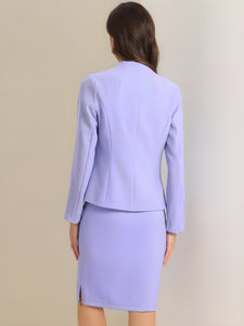 2pc Business Collarless Blazer and Formal Pencil Skirt Suit Sets