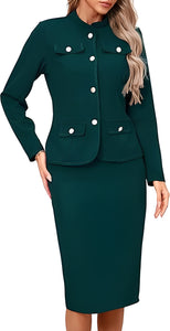 Women 2 Piece Business Suit Elegant Blazer Jacket and Skirt Sets Work Formal Office Clothes Suits
