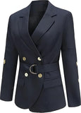 Women′s 2 Piece Office Lady Suit Stripes Business Suit Set Slim Fit Blazer for Work Office Daily Wear