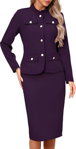 Women 2 Piece Business Suit Elegant Blazer Jacket and Skirt Sets Work Formal Office Clothes Suits