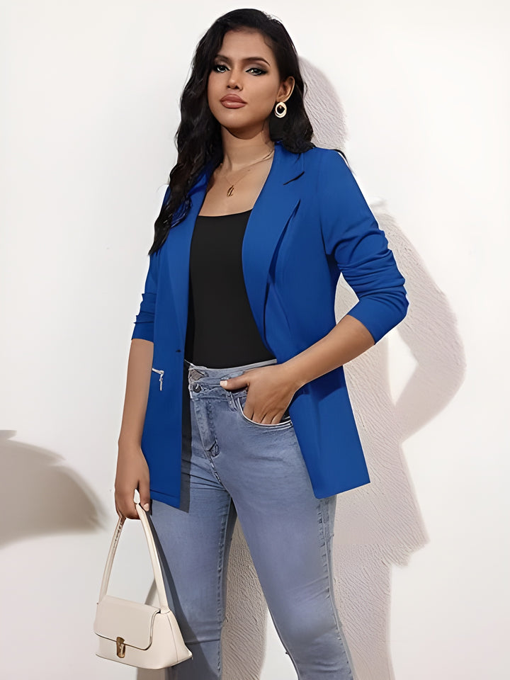 Women's Long Sleeve Blazer Open Front Cardigan Jacket Work Office Blazer with Zipper Pockets S-3XL