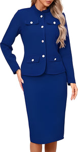 Women 2 Piece Business Suit Elegant Blazer Jacket and Skirt Sets Work Formal Office Clothes Suits