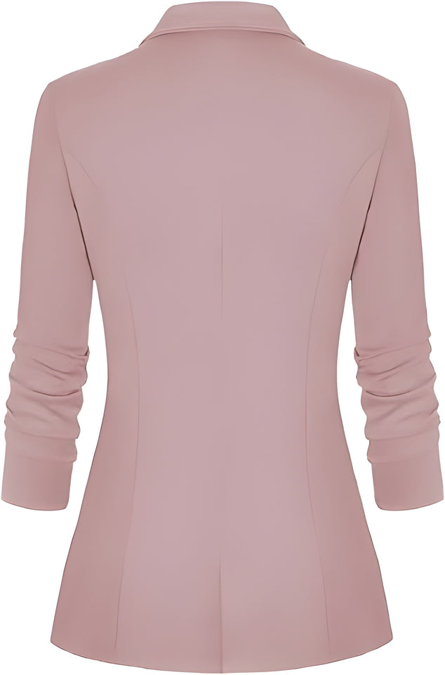 Women's Long Sleeve Blazer Open Front Cardigan Jacket Work Office Blazer with Zipper Pockets S-3XL