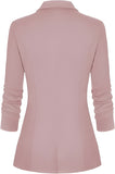 Women's Long Sleeve Blazer Open Front Cardigan Jacket Work Office Blazer with Zipper Pockets S-3XL