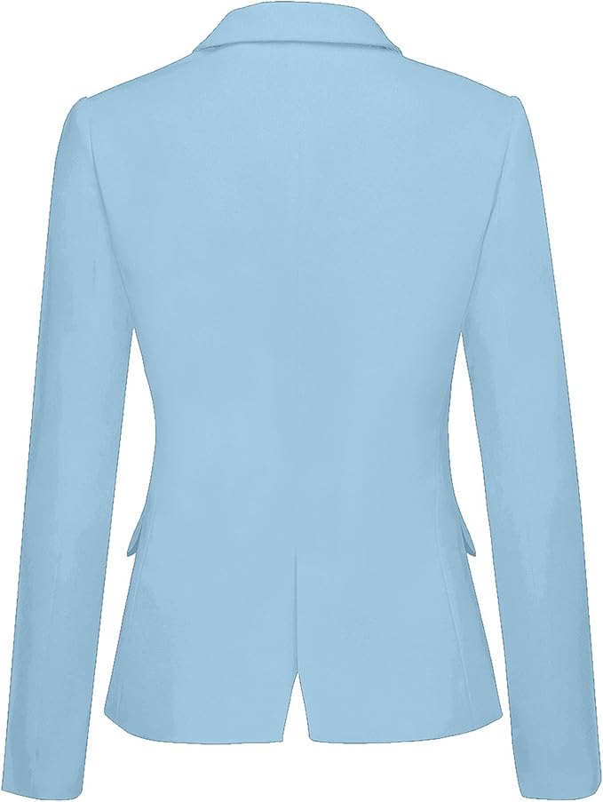 Womens Notched Lapel Pockets Button Work Office Blazer Jacket Suit