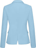 Womens Notched Lapel Pockets Button Work Office Blazer Jacket Suit