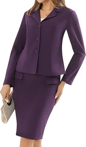 Women 2 Piece Business Suit Elegant Blazer Jacket and Skirt Sets Work Formal Office Clothes Suits