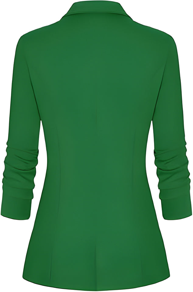 Women's Long Sleeve Blazer Open Front Cardigan Jacket Work Office Blazer with Zipper Pockets S-3XL