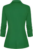 Women's Long Sleeve Blazer Open Front Cardigan Jacket Work Office Blazer with Zipper Pockets S-3XL
