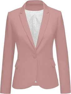 Womens Notched Lapel Pockets Button Work Office Blazer Jacket Suit