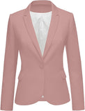 Womens Notched Lapel Pockets Button Work Office Blazer Jacket Suit