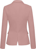 Womens Notched Lapel Pockets Button Work Office Blazer Jacket Suit