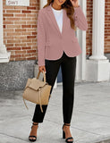 Womens Notched Lapel Pockets Button Work Office Blazer Jacket Suit