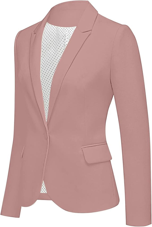 Womens Notched Lapel Pockets Button Work Office Blazer Jacket Suit