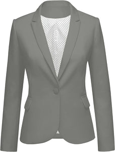 Womens Notched Lapel Pockets Button Work Office Blazer Jacket Suit